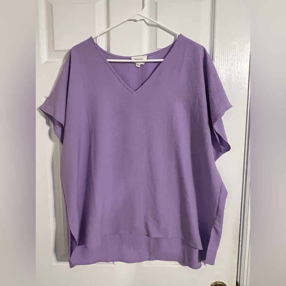 Andree Lavender V-Neck Dolman Sleeve Top
